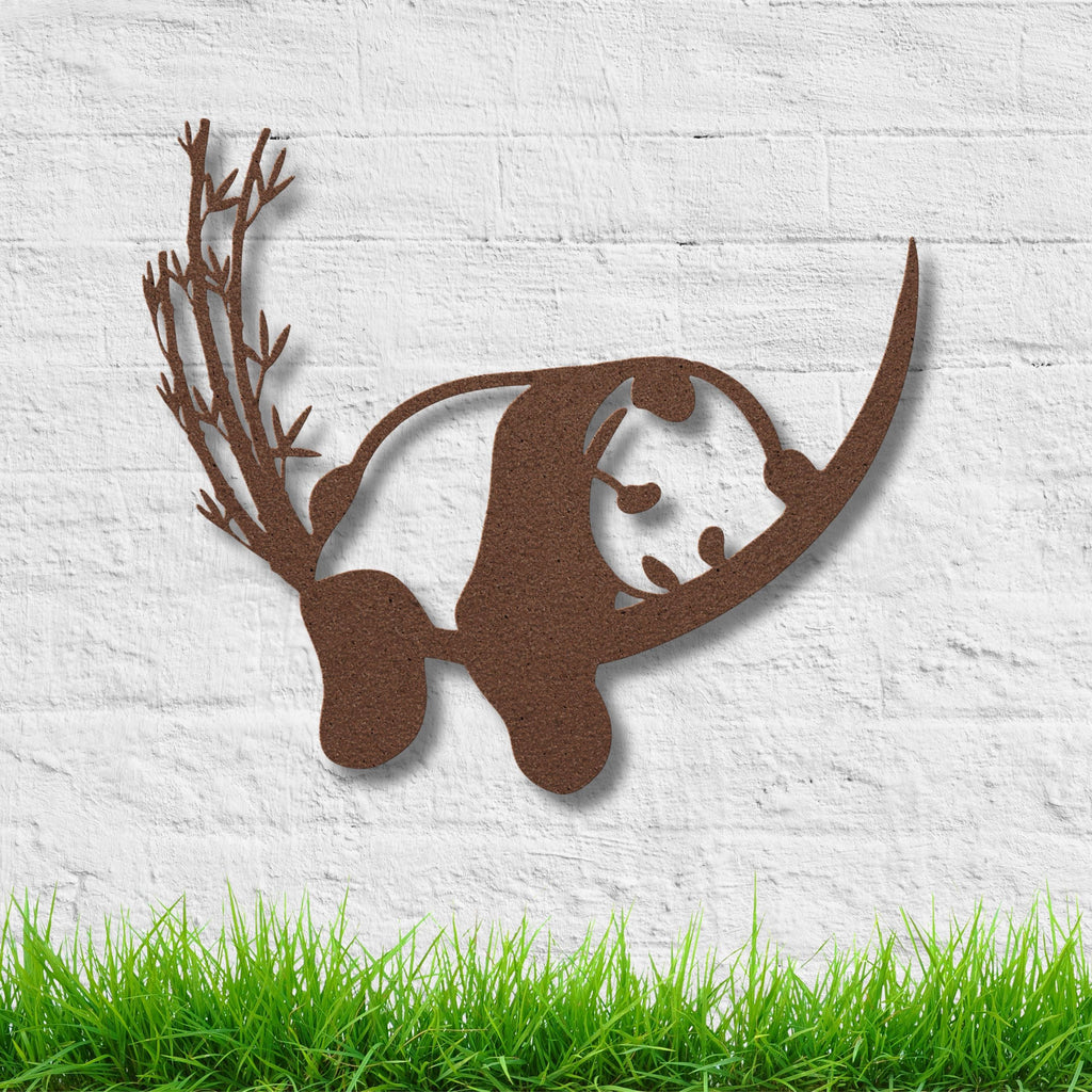 Cute Panda Metal Wall Art, Minimalist Animal Sign, Bamboo Bear Silhouette Decor, Kids Room Nursery Wall Hanging, Unique Bear Lover Gift