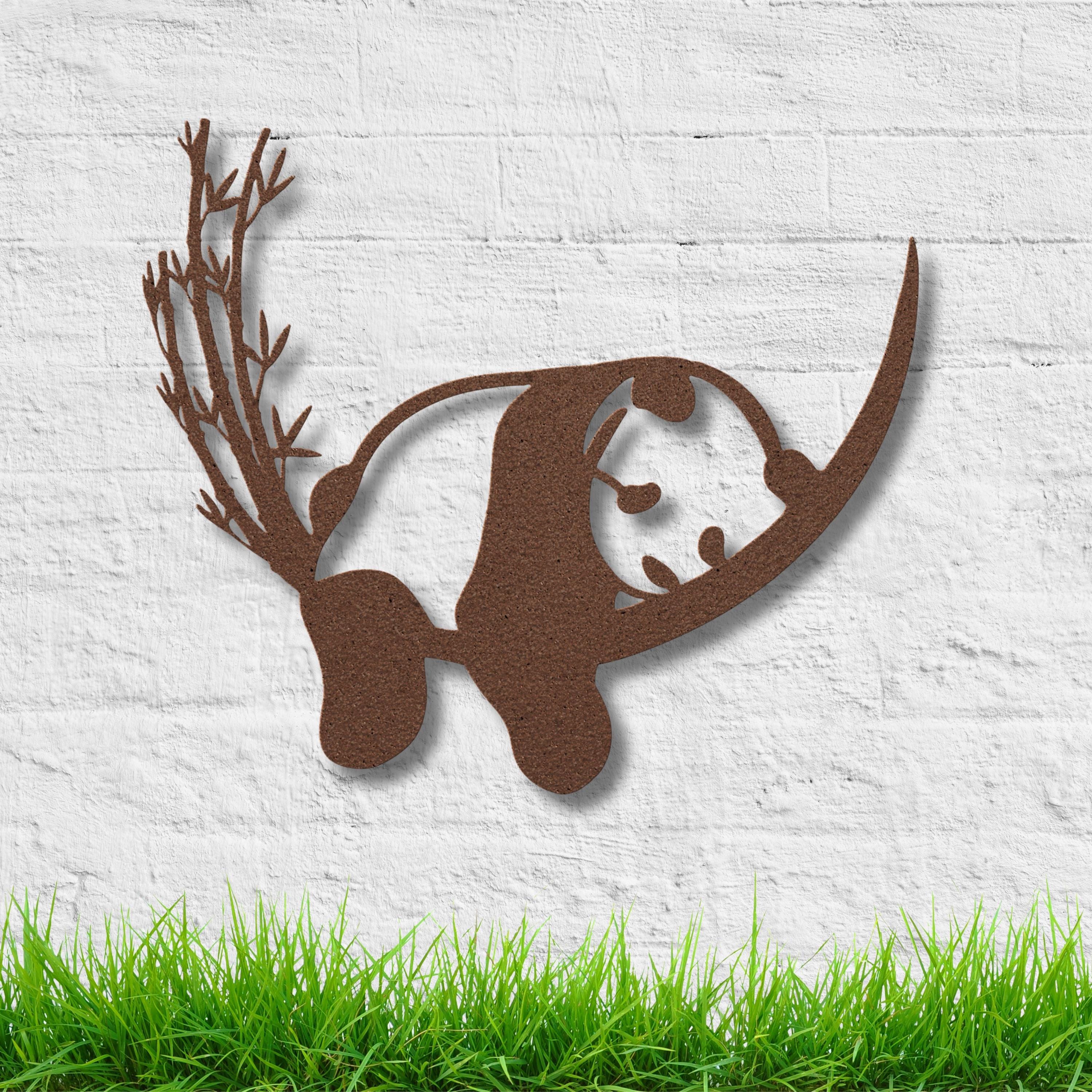 Cute Panda Metal Wall Art, Minimalist Animal Sign, Bamboo Bear Silhouette Decor, Kids Room Nursery Wall Hanging, Unique Bear Lover Gift