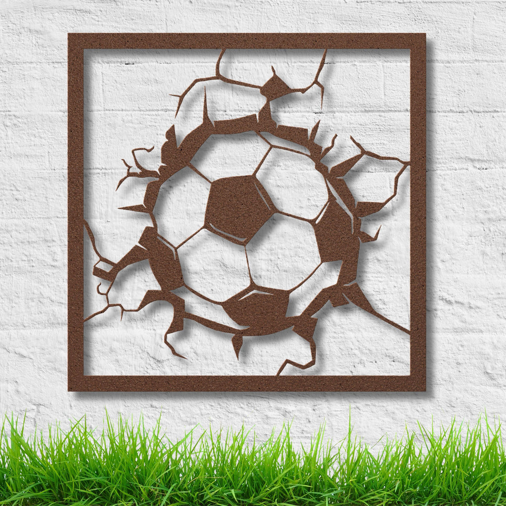 Soccer Ball Metal Wall Art, Cracking Wall Decor, Sports Fan Gift