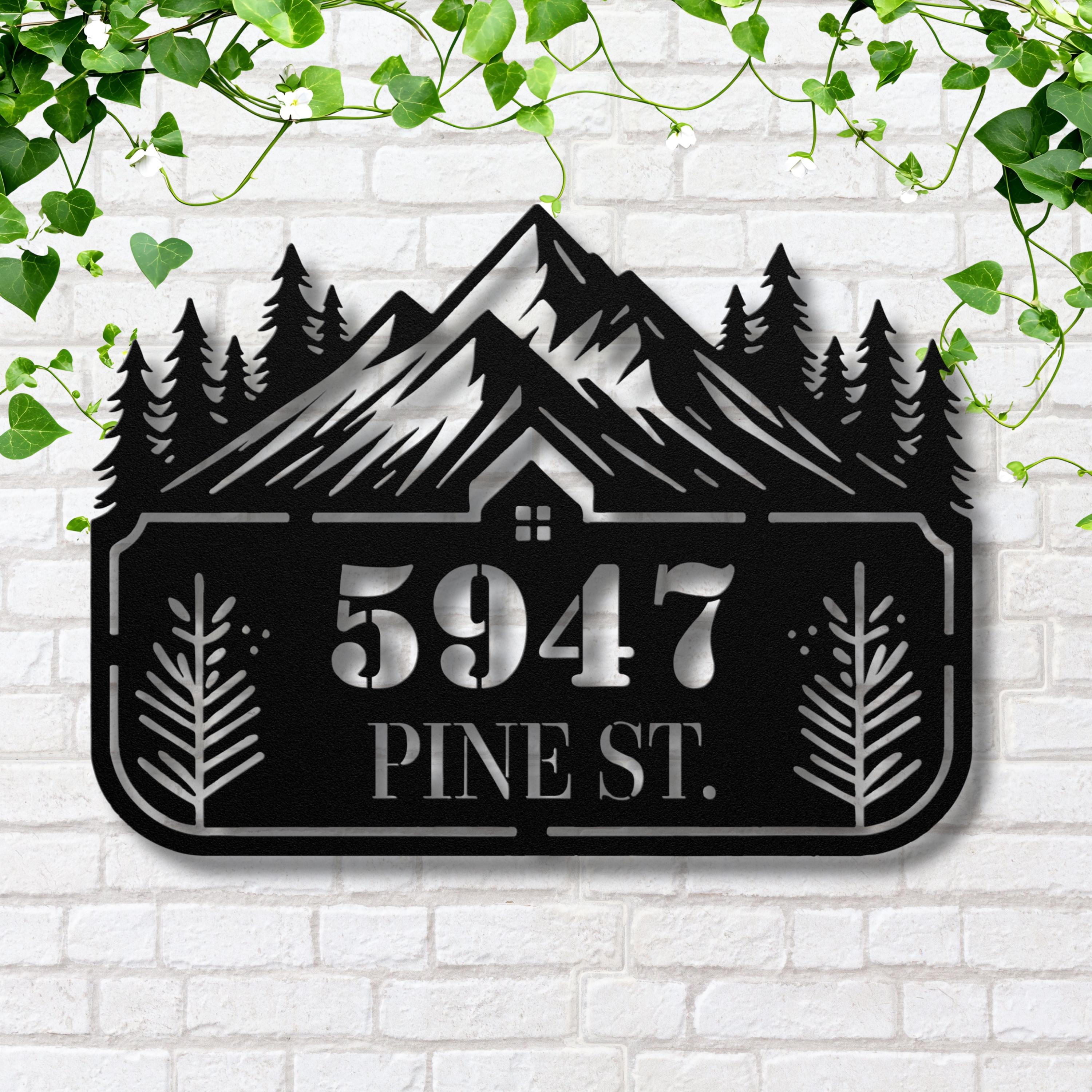 Personalized Metal Address Sign - Custom House Number Sign | Rustic Cabin Decor