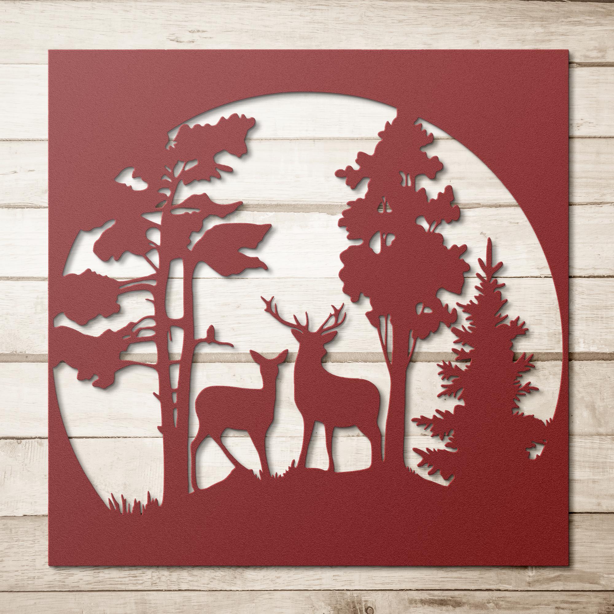 Deer Metal Wall Art - Rustic Cabin Decor | Laser Cut Wildlife Silhouette Sign