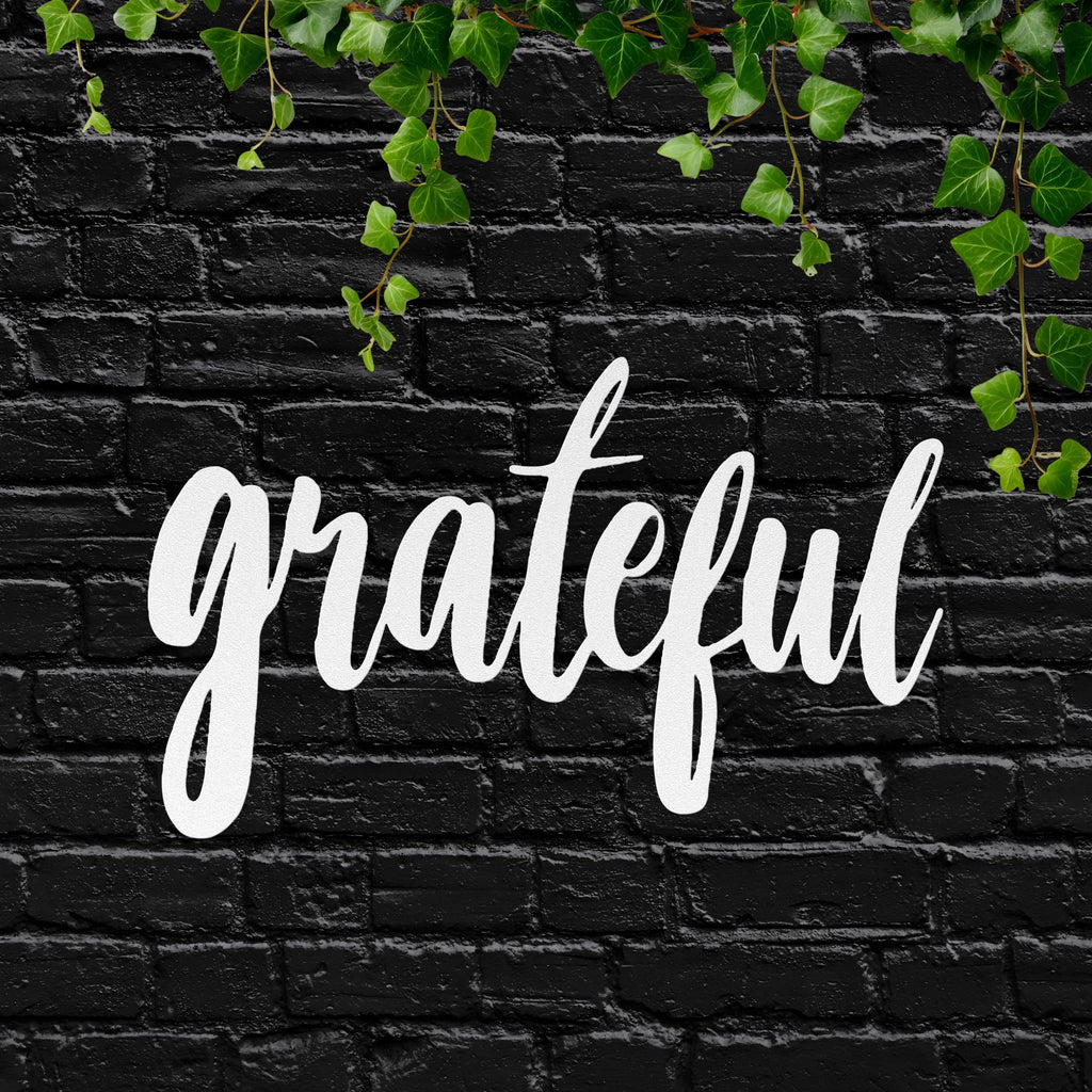 Grateful Metal Sign – Modern Farmhouse Decor | Script Die Cut Inspirational Wall Art