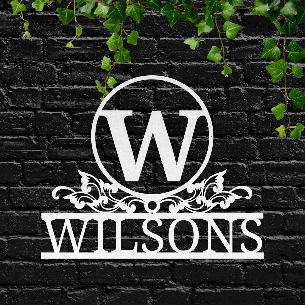 Custom Metal Sign - Personalized Name Plaque With Elegant Scrollwork Decor