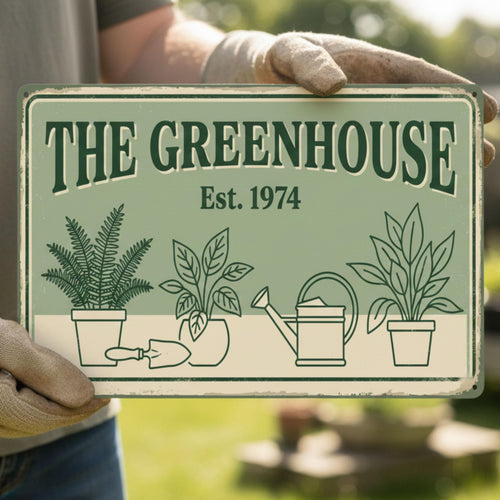 Custom Greenhouse Sign - Personalized Metal Sign for Plant Lover Gift & Garden Wall Art