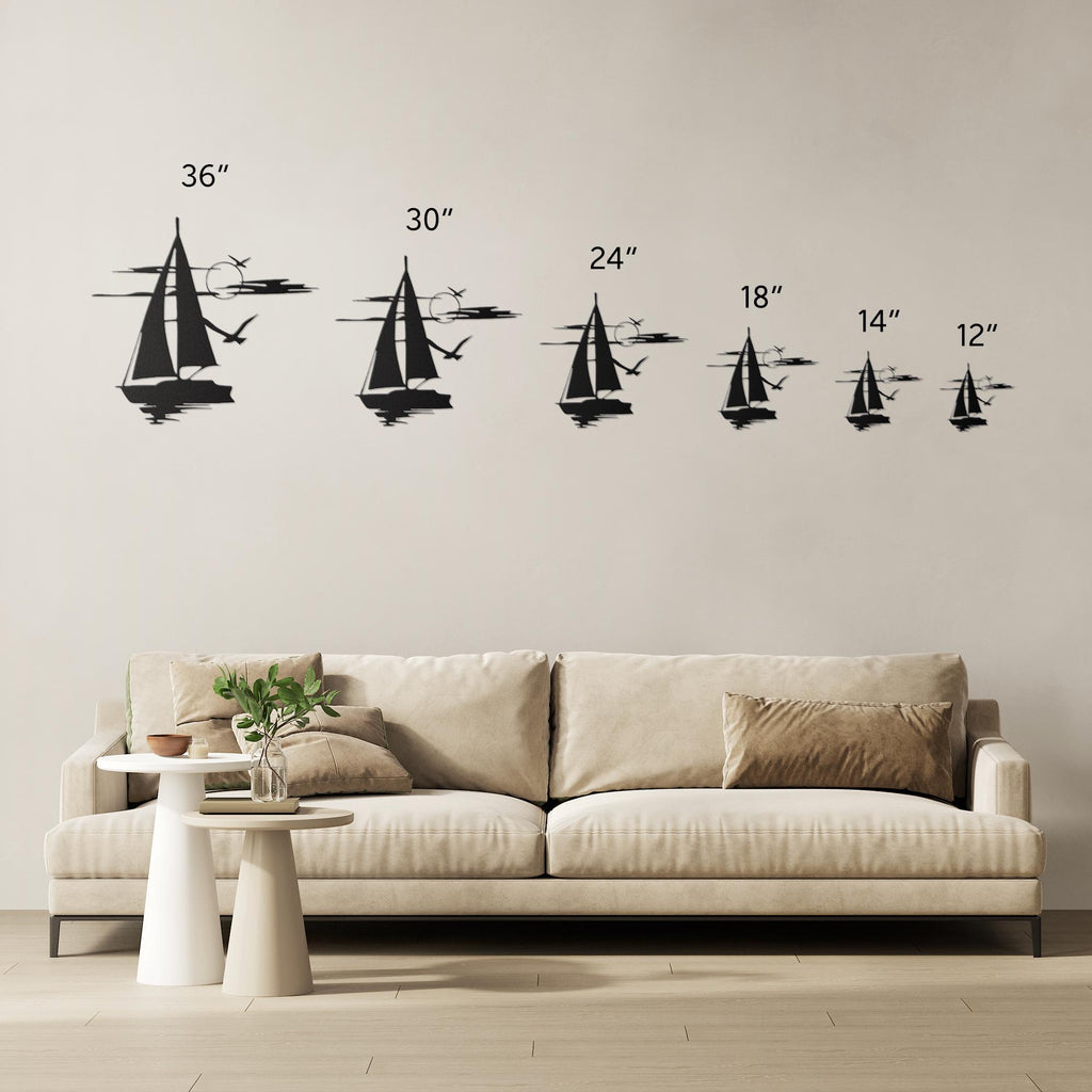 Sailboat Metal Wall Art – Nautical Metal Sign | Coastal Home Decor, Durable Steel Art
