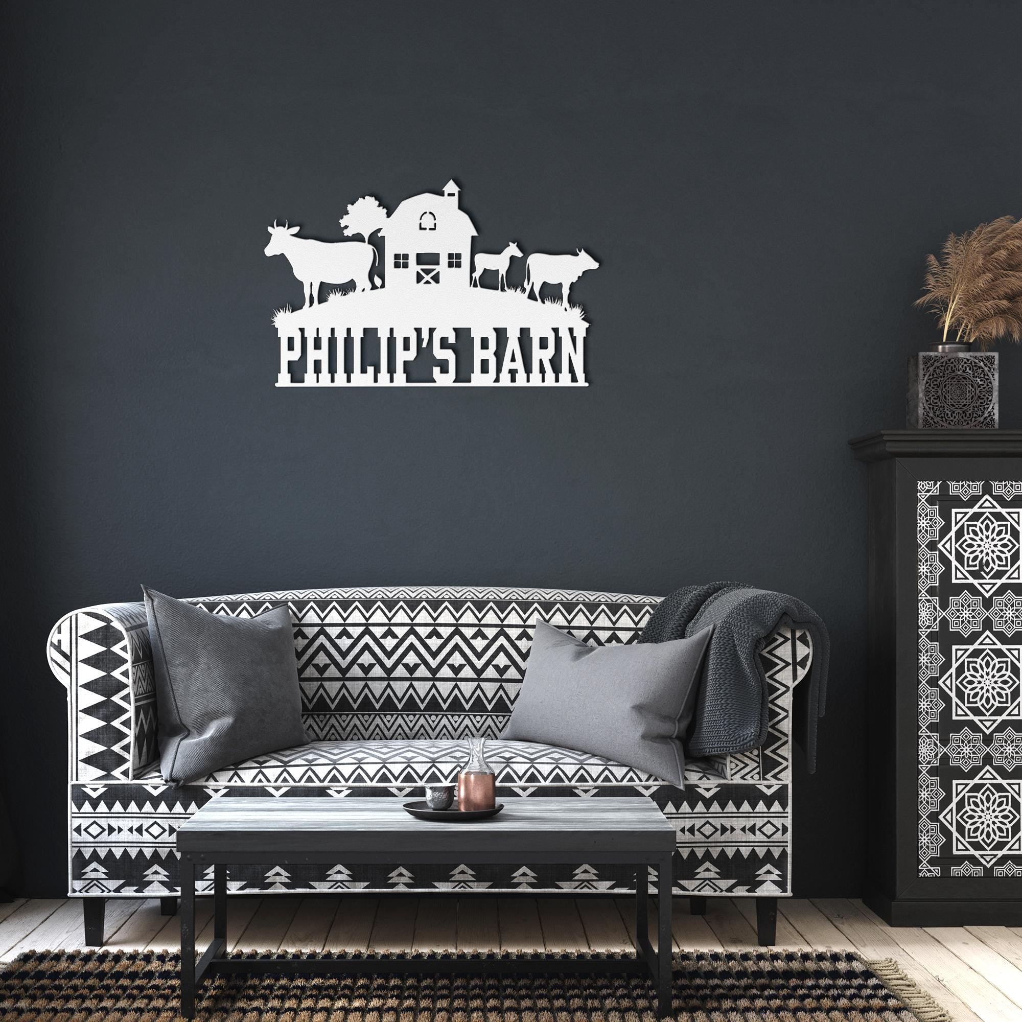 Custom Farmhouse Metal Sign: Personalized Barn, Animals, Family Name