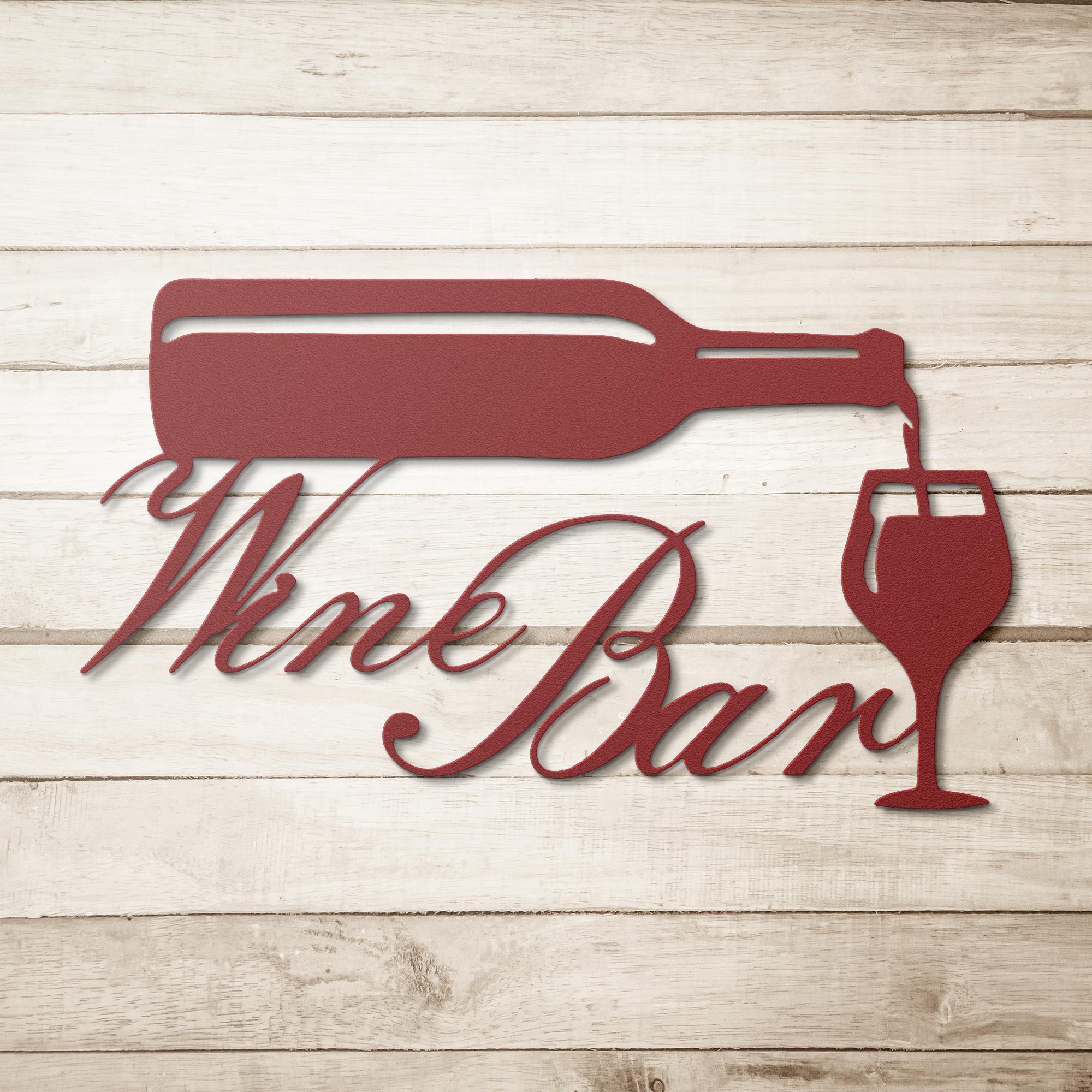 Wine Bar Metal Wall Art, Pouring Bottle Die Cut Sign, Kitchen Decor, Wine Lover Gift