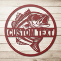 Custom Bass Fish Metal Sign: Personalized Circle Fishing Boat Decor
