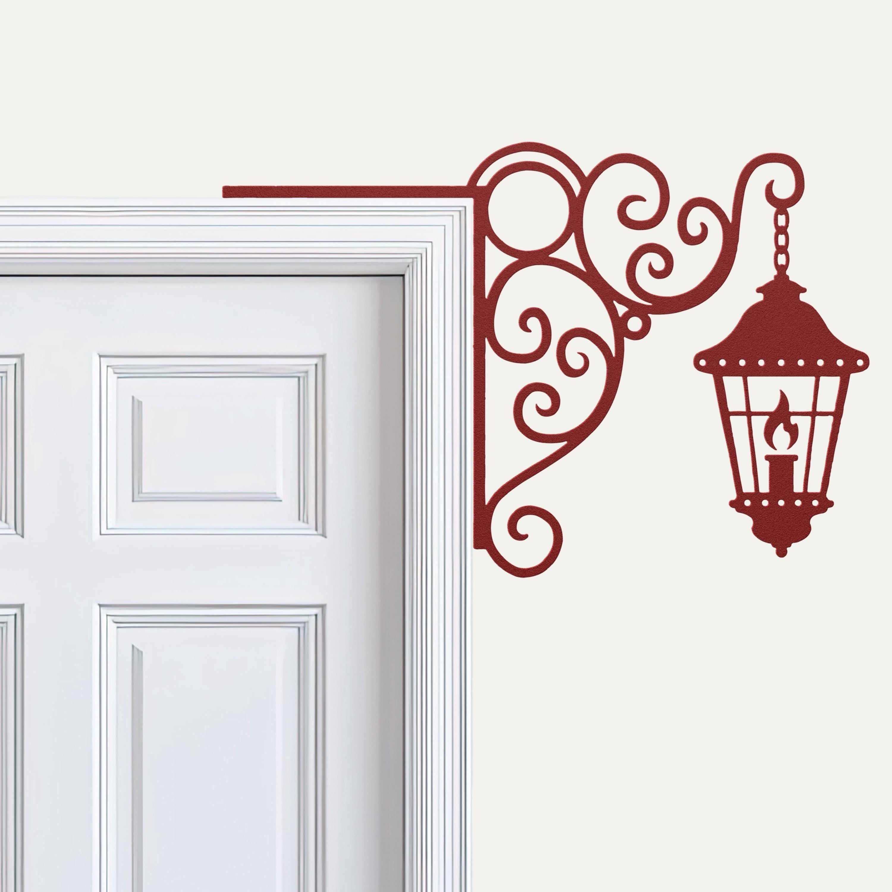 Vintage Lantern Decor - Classic Scrollwork Metal Wall Art | Elegant Door Corner Sign