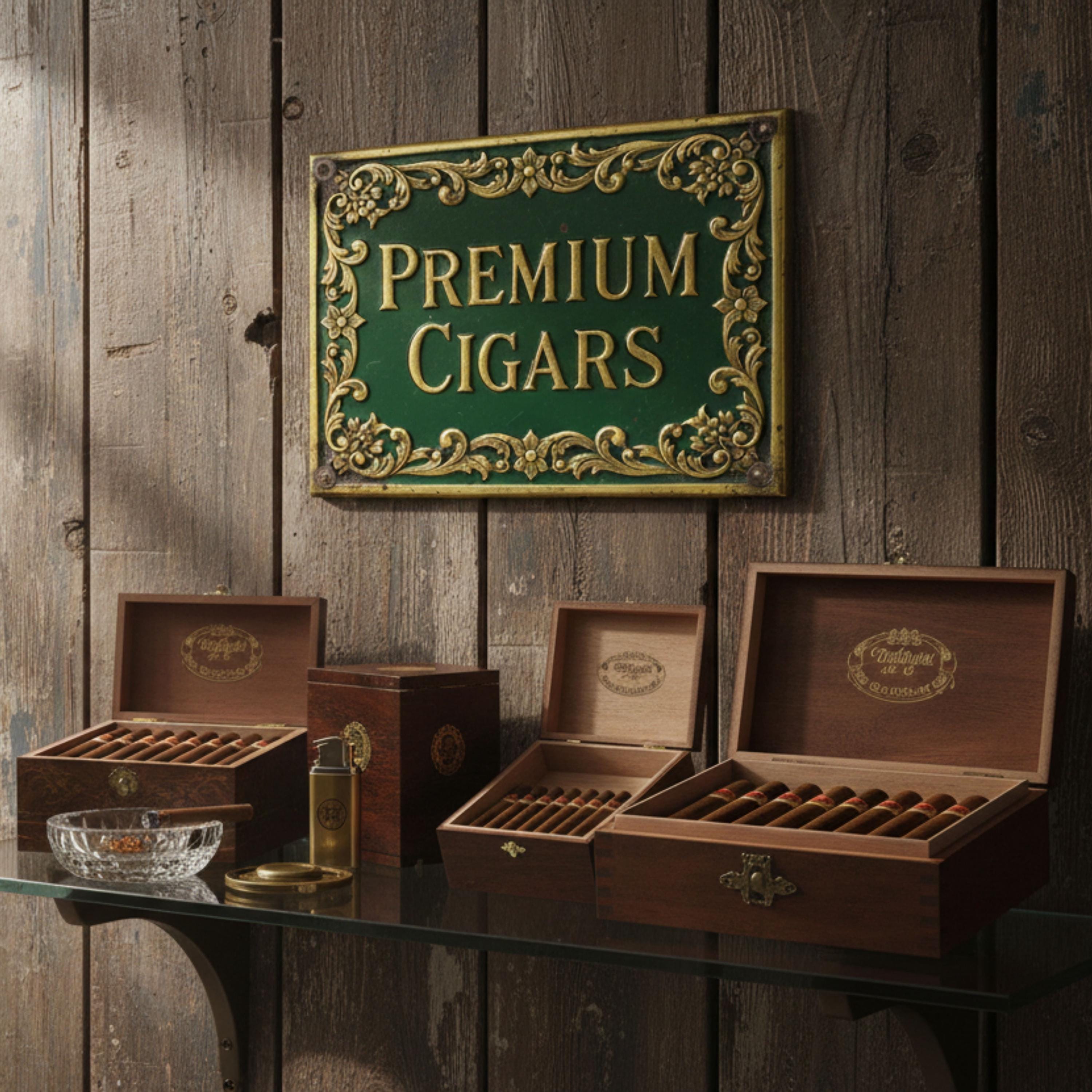Vintage Cigars Sign - Classic Bar Decor | Rustic Lounge Sign & Man Cave Plaque