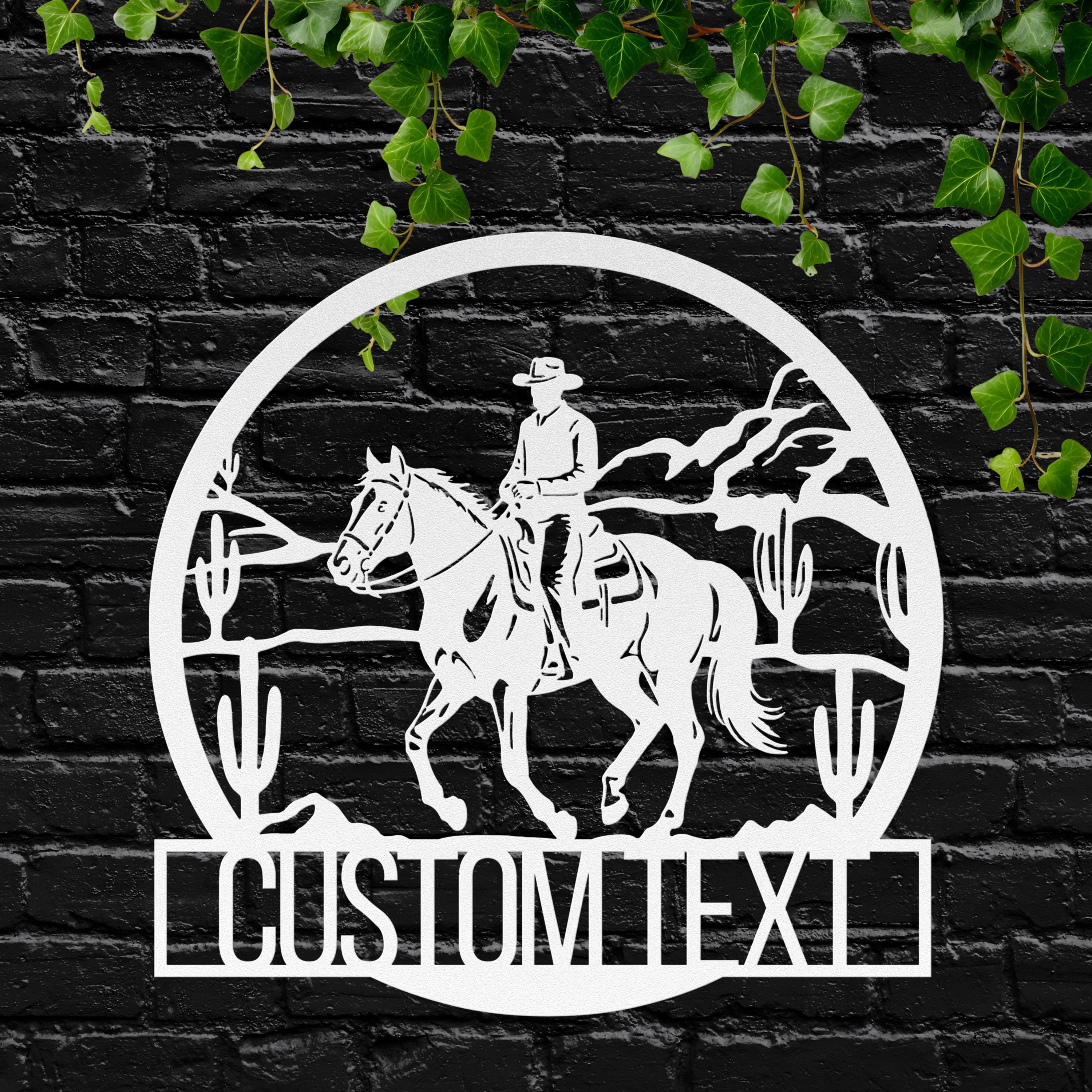 Custom Cowboy Metal Sign, Western Ranch Decor, Horseback Riding Art