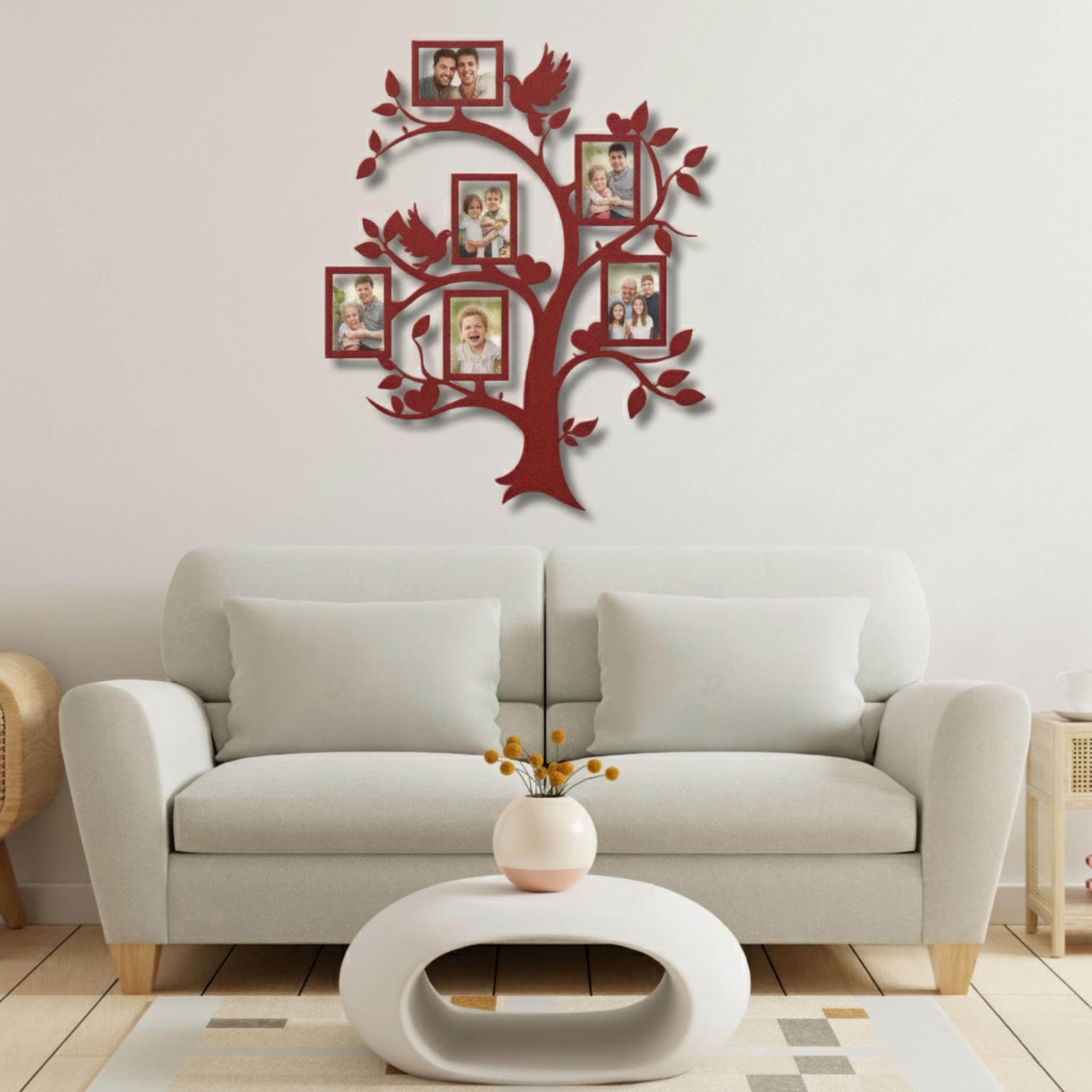 Family Tree Metal Wall Art, Photo Frame Die Cut Sign, Genealogy Gift, Family Decor