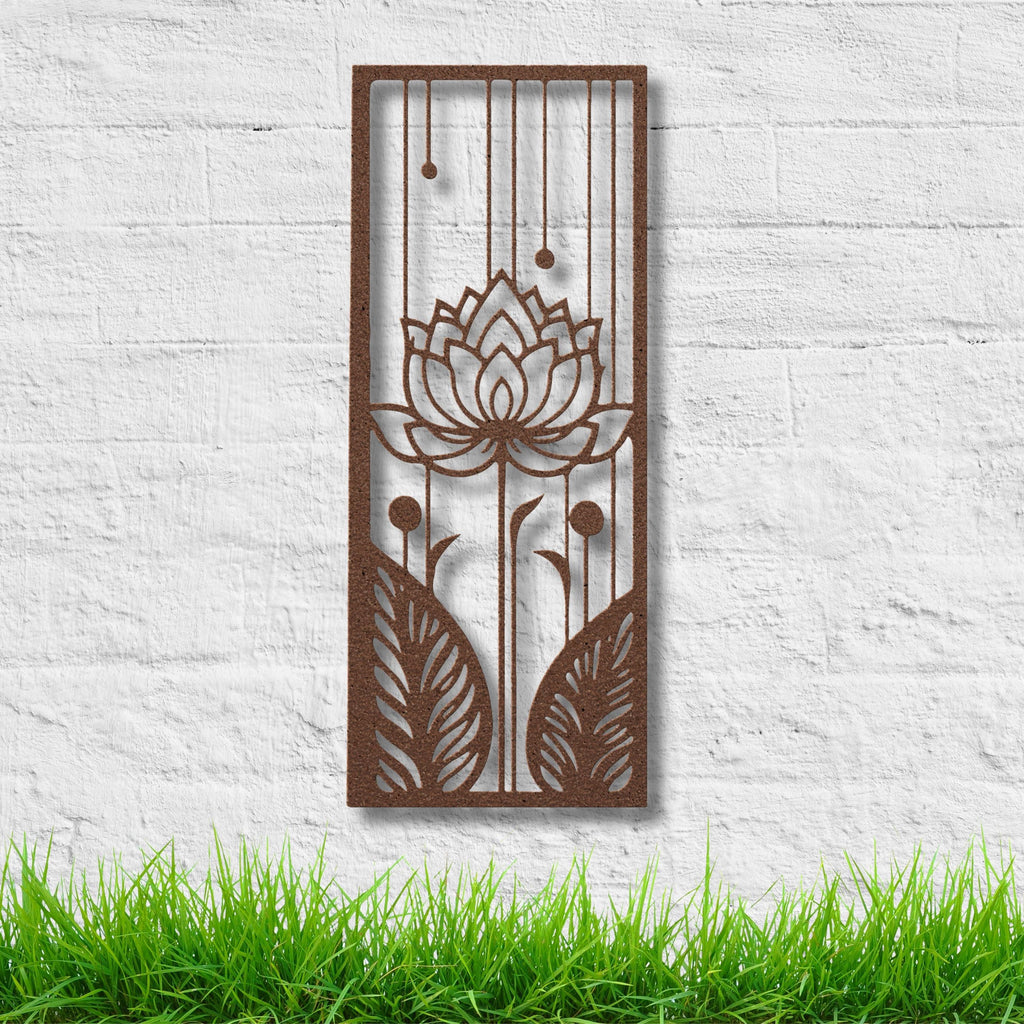 Lotus Flower Metal Wall Art, Zen Floral Decor, Yoga Studio Sign, Botanical Wall Art