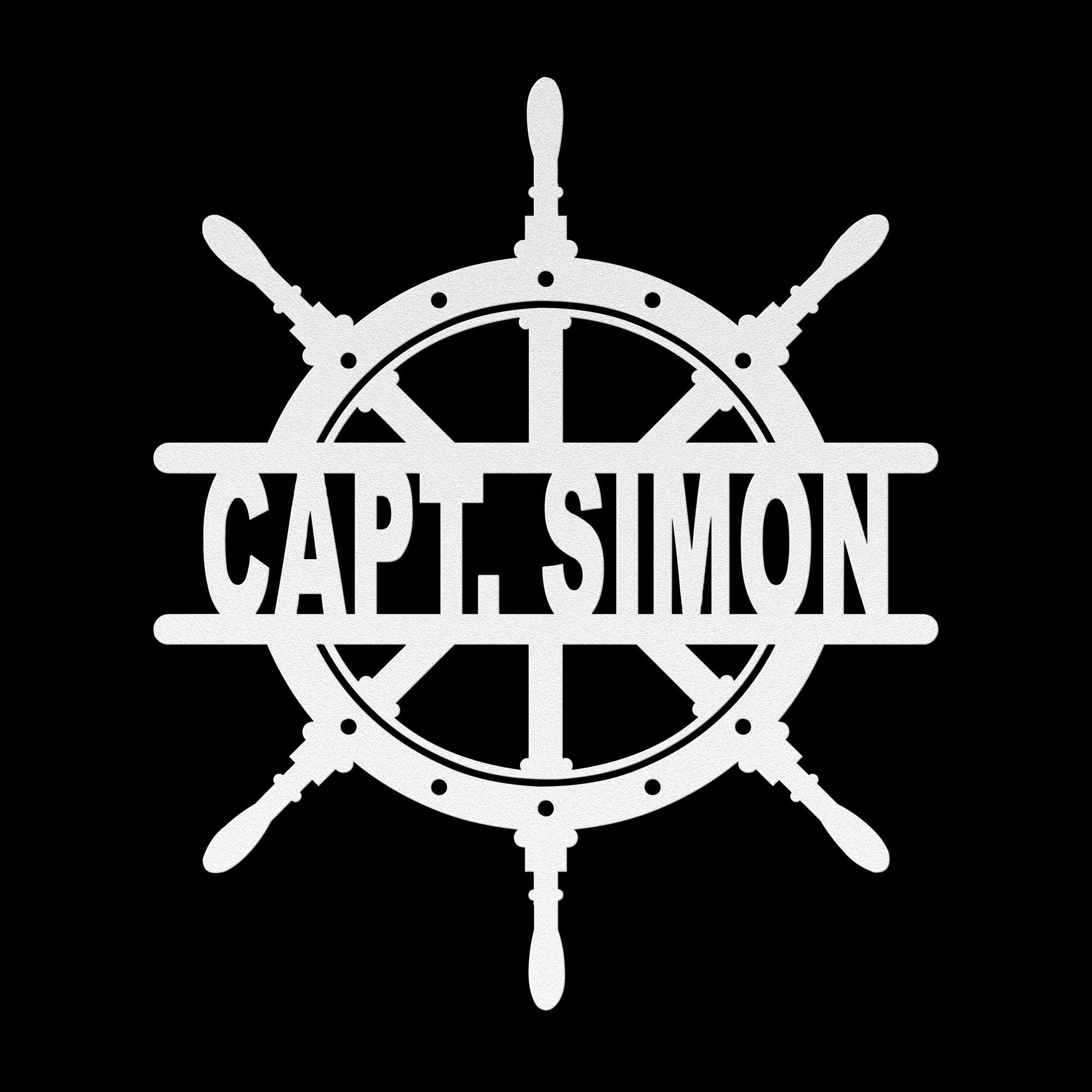 Captain's Wheel Personalized Metal Sign, Custom Text, Nautical Gift, Sailor Gift