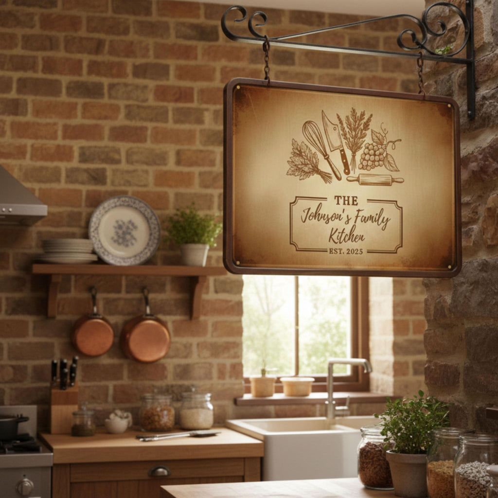 Personalized Kitchen Sign - Custom Metal Sign | Rustic Kitchen Decor & Family Name Plaque