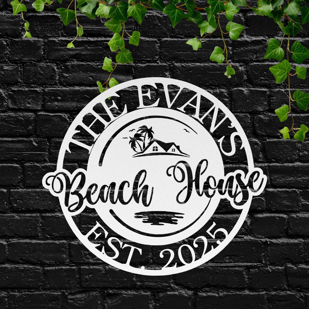 Personalized Beach House Metal Sign, Coastal Family Name Plaque, Ocean Home Decor, Custom Est. Year Gift for Vacation Home