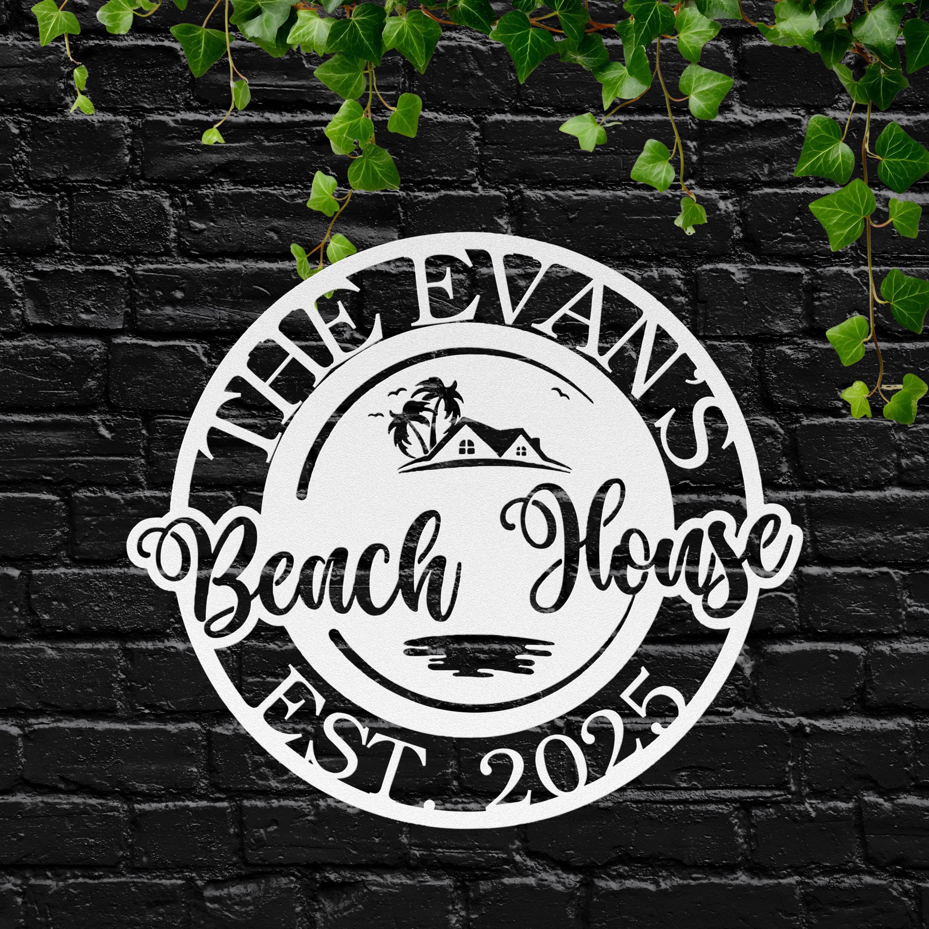 Personalized Beach House Metal Sign, Coastal Family Name Plaque, Ocean Home Decor, Custom Est. Year Gift for Vacation Home
