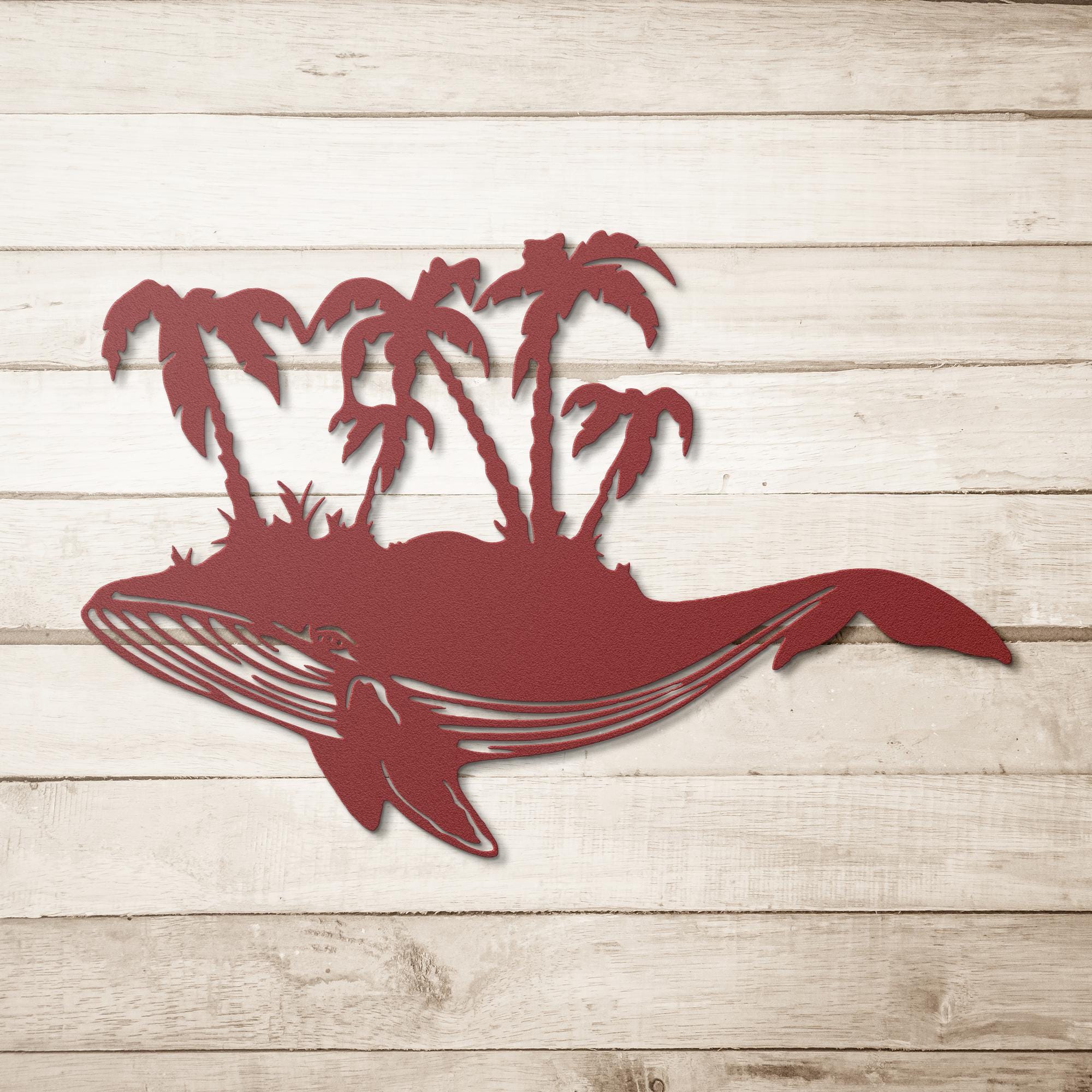 Whale Metal Wall Art - Tropical Island Decor | Coastal Ocean Life Sign