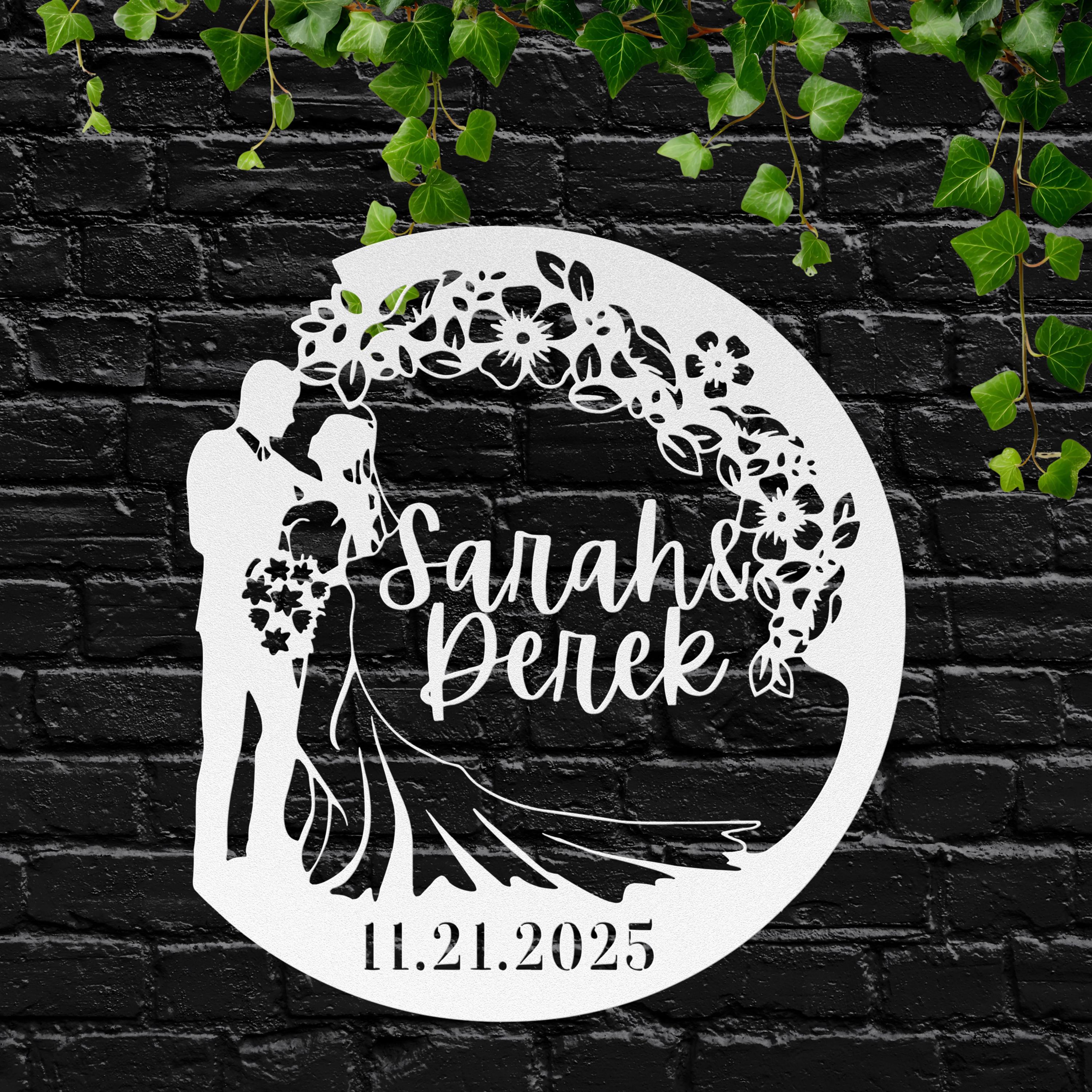 Personalized Wedding Sign - Custom Couple Sign | Floral Wreath Decor | Anniversary Gift Idea