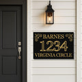 Personalized Metal Address Plaque, House Number Sign, Custom Last Name Decor, Gold and Black Curb Appeal, Baroque Style Gift