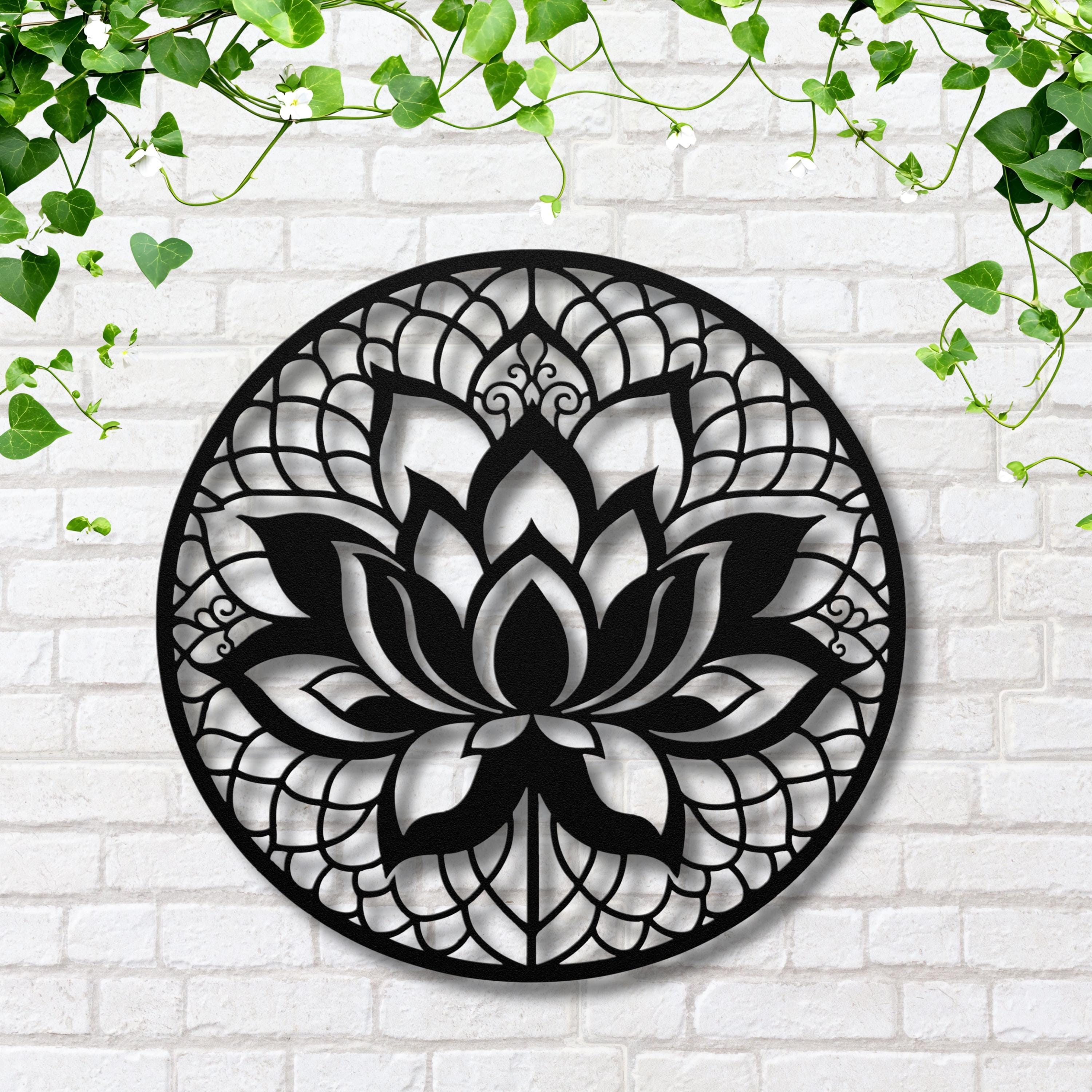 Lotus Flower Metal Wall Art, Mandala Die Cut Sign, Zen Decor
