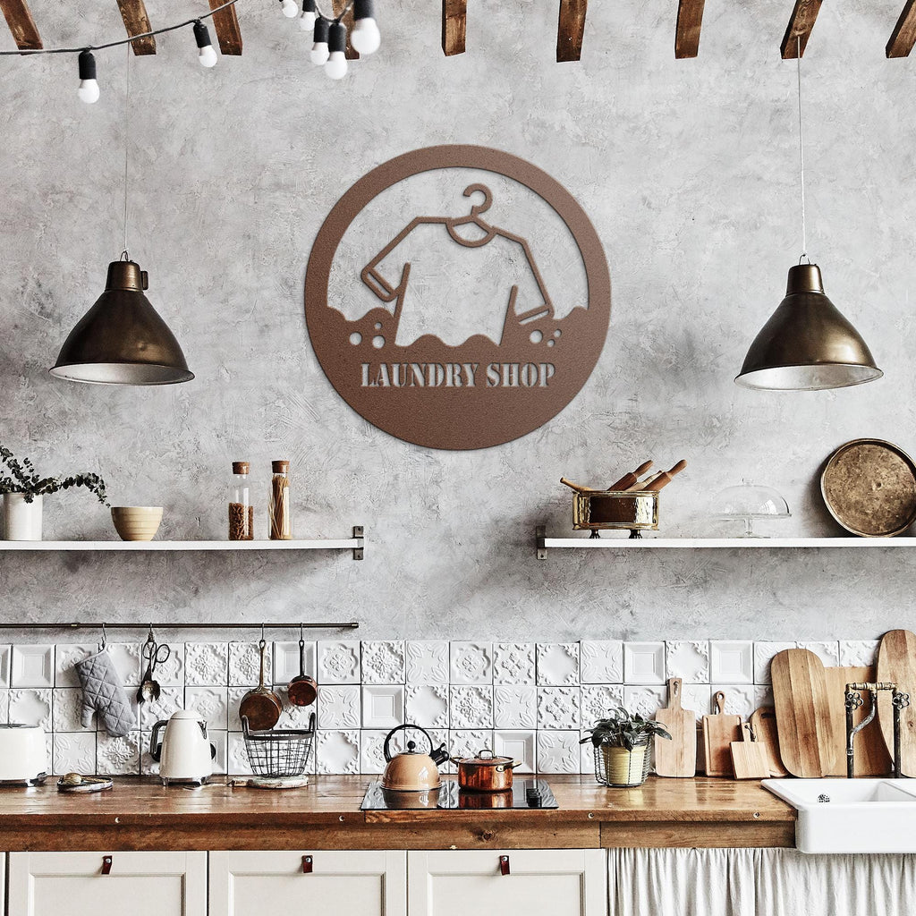 Custom Metal Laundry Business Logo Sign: Personalized Commercial Decor