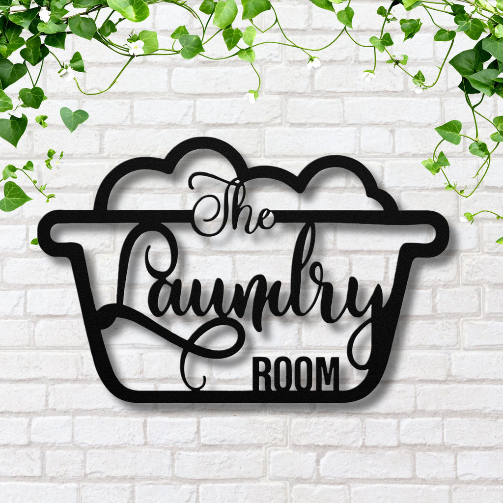 The Laundry Room Metal Sign | Farmhouse Utility Decor | Die Cut Metal Wash House Art | Housewarming Gift for New Home