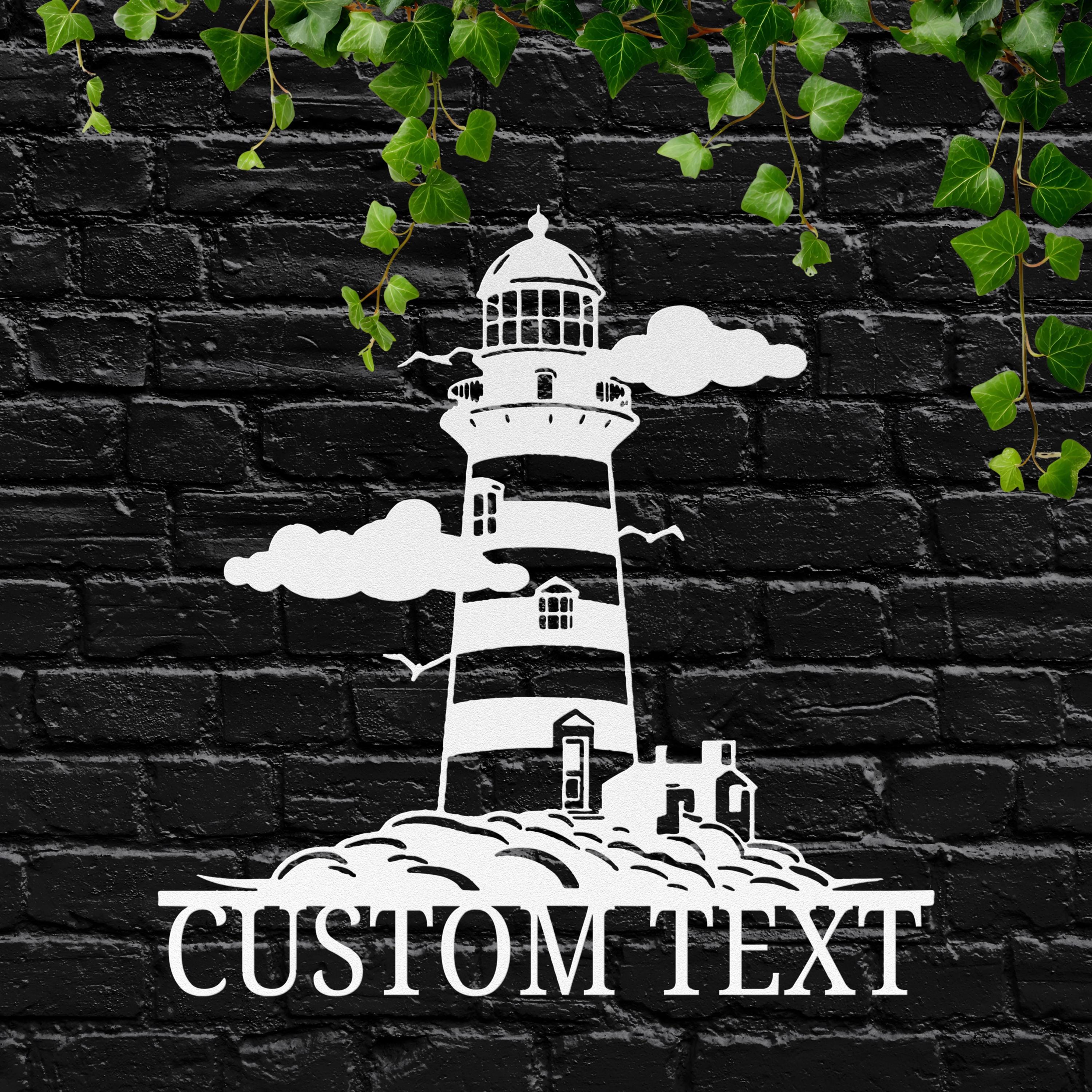 Personalized Lighthouse Sign, Coastal Beach Home Decor, Custom Ocean Metal Art, Nautical Wall Decor, Die Cut Seaside Gift