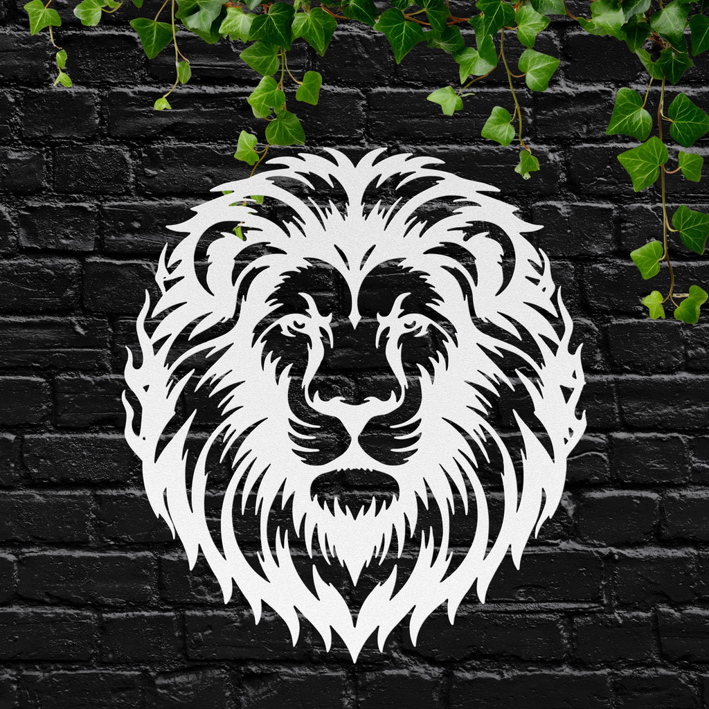 Metal Lion Head Wall Art, Geometric Safari Animal Decor, Roaring King of Jungle Sign, Majestic Wildlife Metal Art