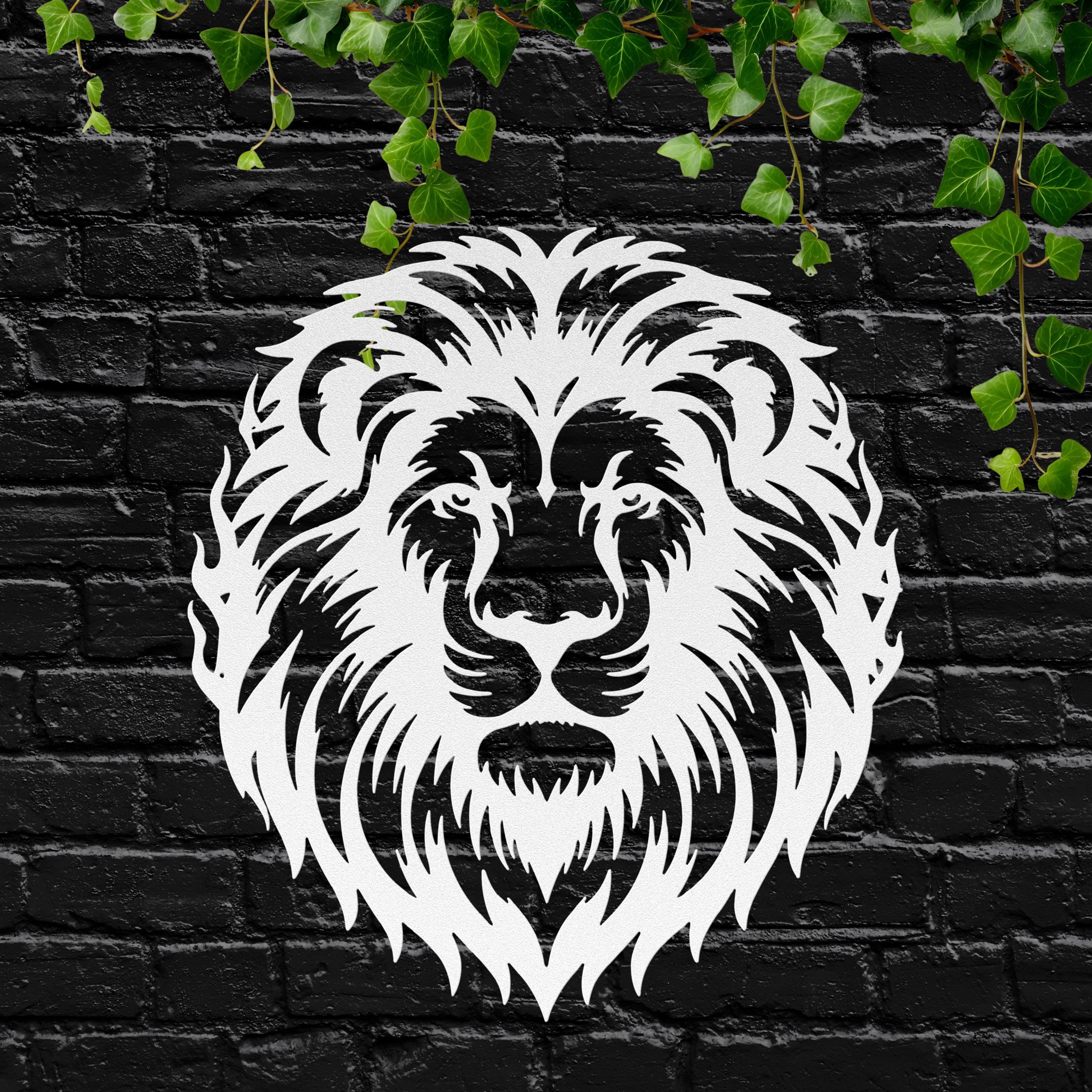 Metal Lion Head Wall Art, Geometric Safari Animal Decor, Roaring King of Jungle Sign, Majestic Wildlife Metal Art