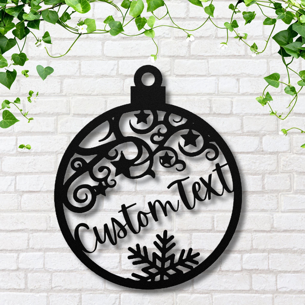Personalized Christmas Ornament Metal Sign, Custom Family Name, Snowflake Decor