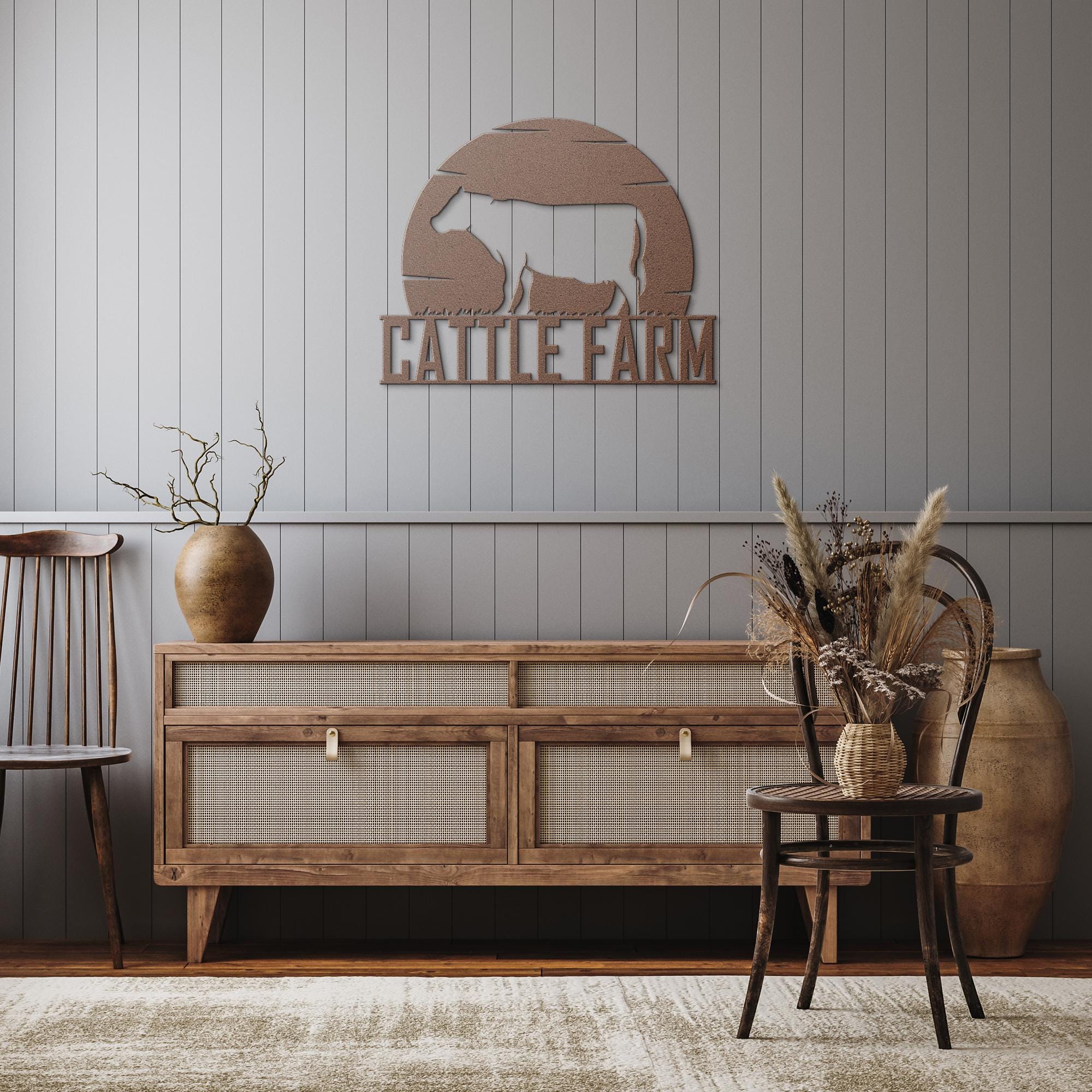 Custom Cattle Metal Farm Sign: Personalized Farmhouse Decor