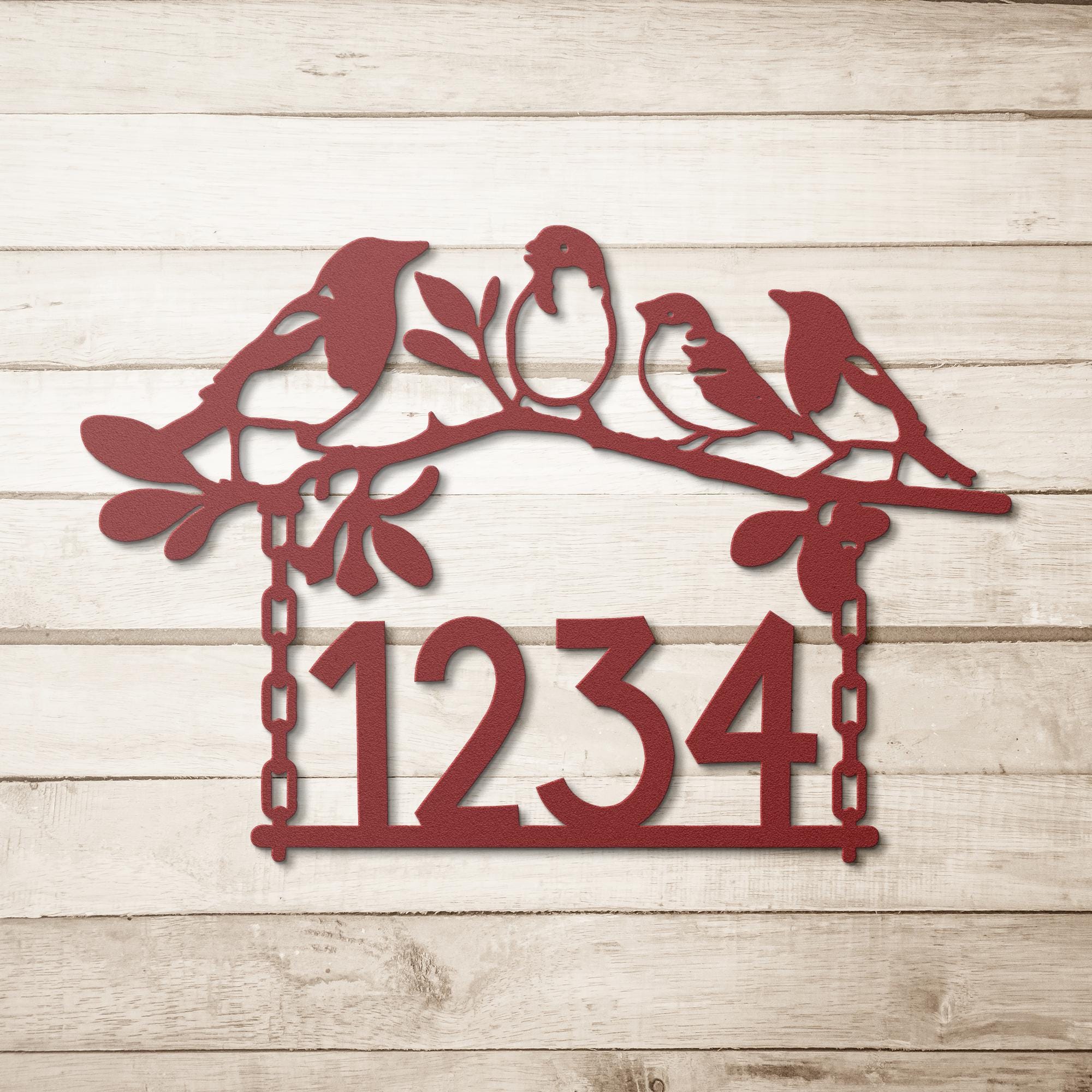 Bird Family Address Sign | Custom Metal House Number Decor