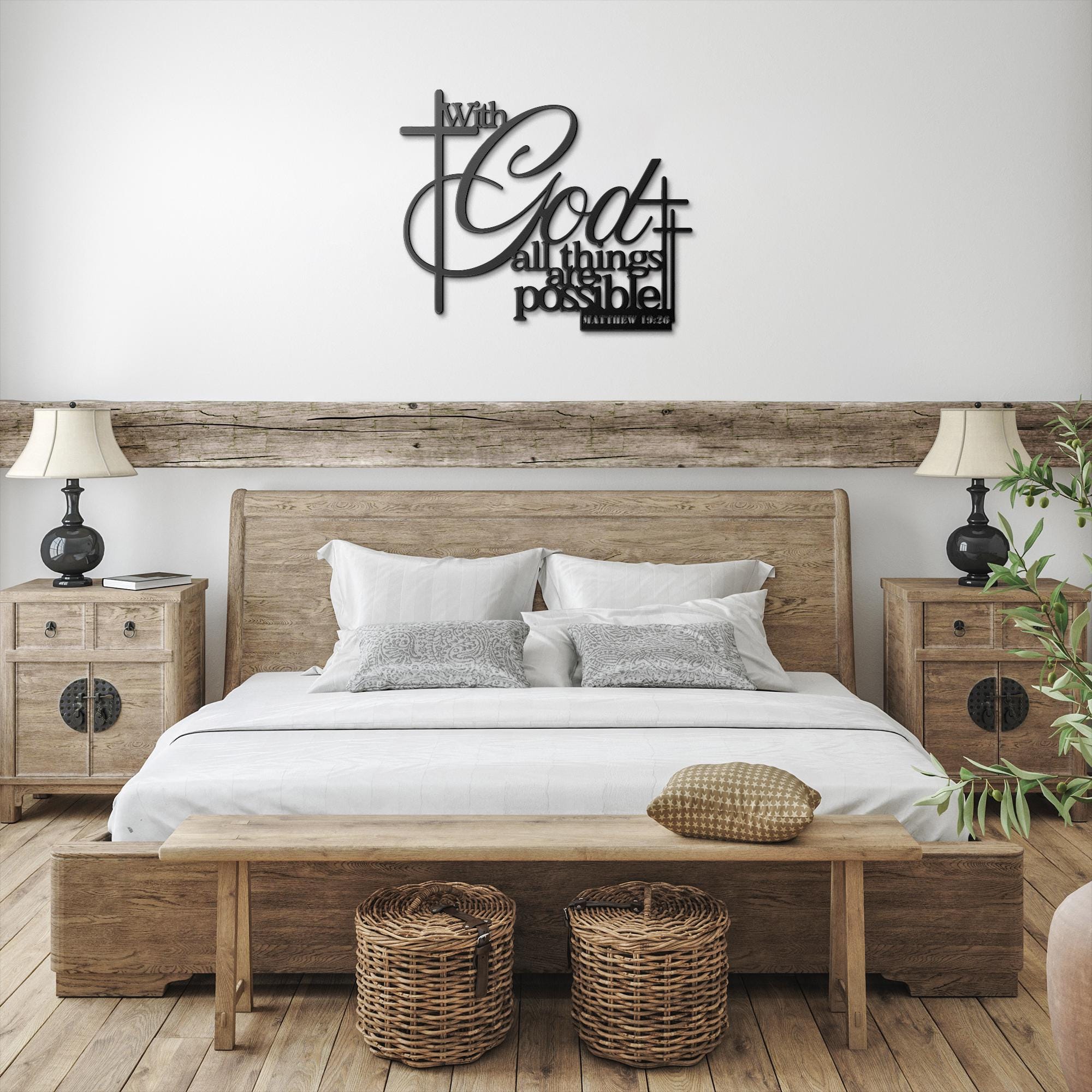 Metal Bible Verse Sign | Matthew 19:26 Scripture Metal Sign - Durable Steel Art