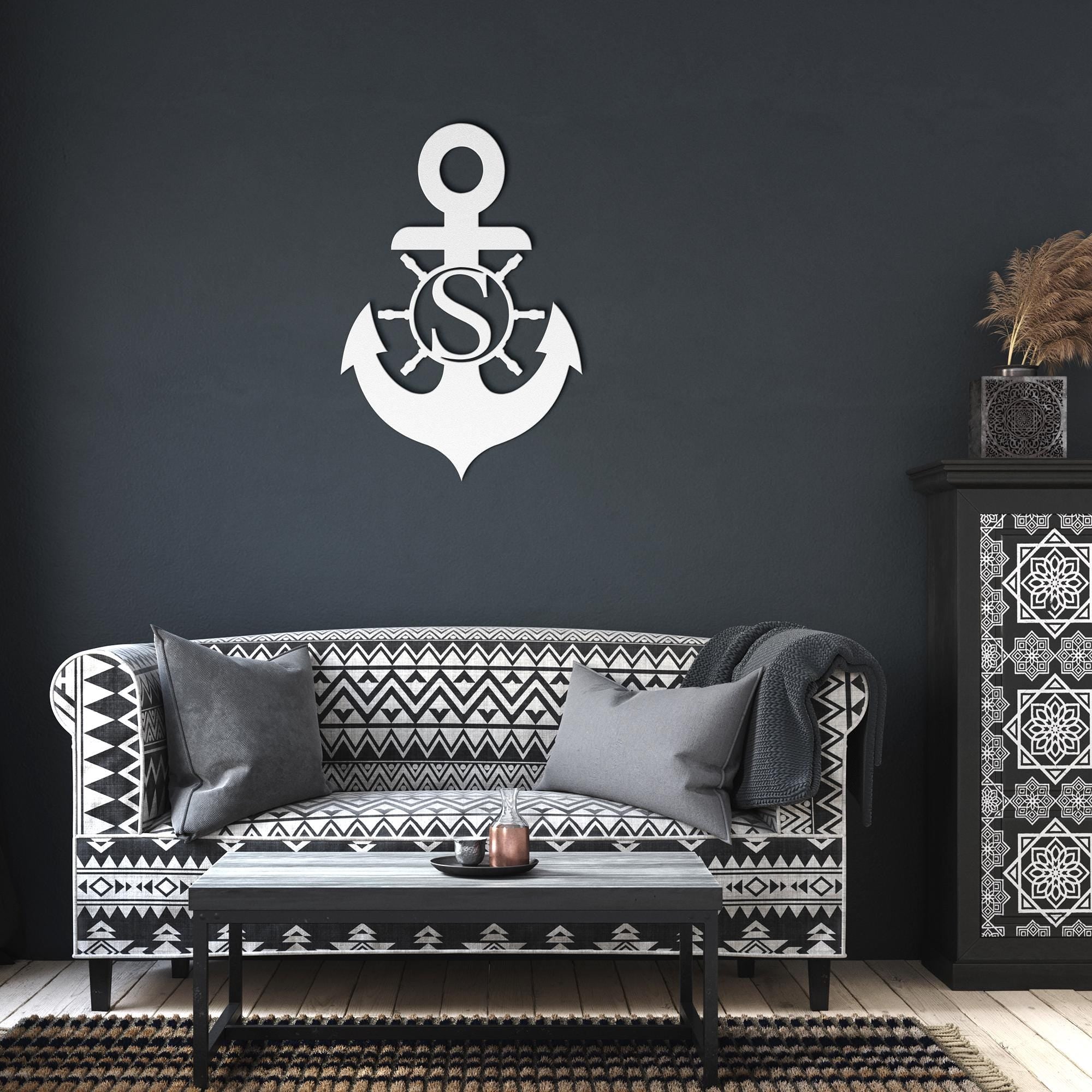 Personalized Metal Anchor Sign, Coastal Outdoor Decor