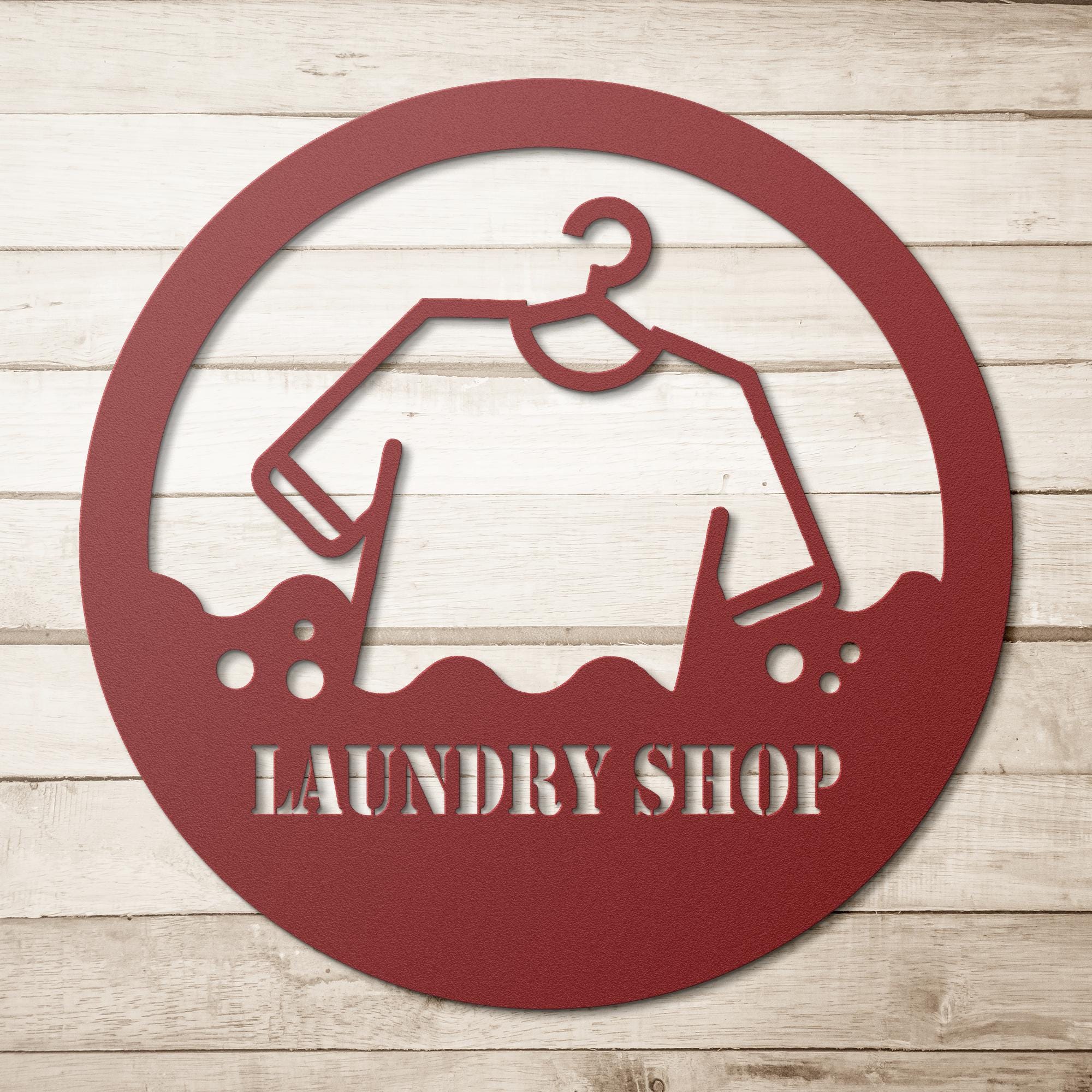 Custom Metal Laundry Business Logo Sign: Personalized Commercial Decor