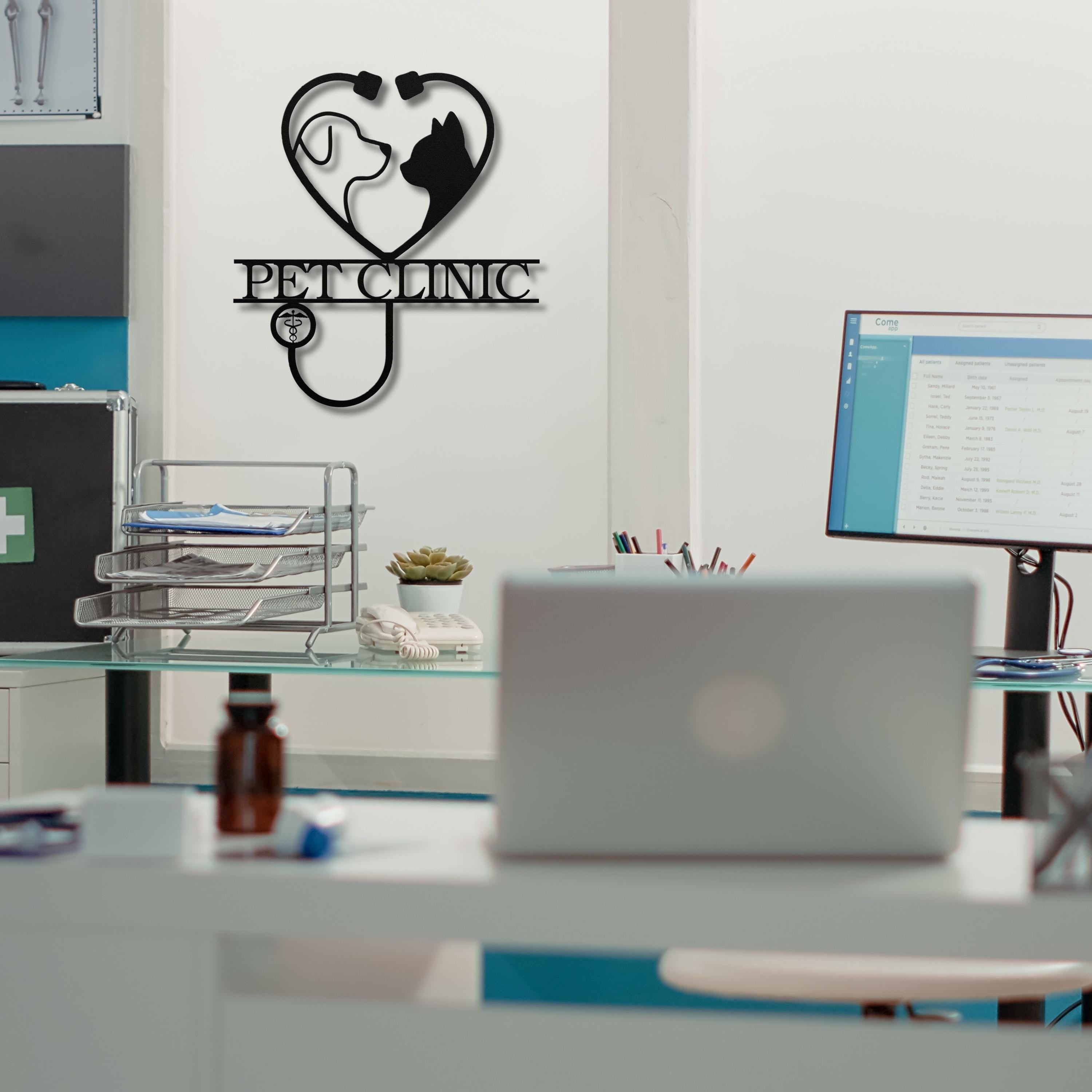 Personalized Pet Clinic Metal Sign, Veterinarian Office Decor