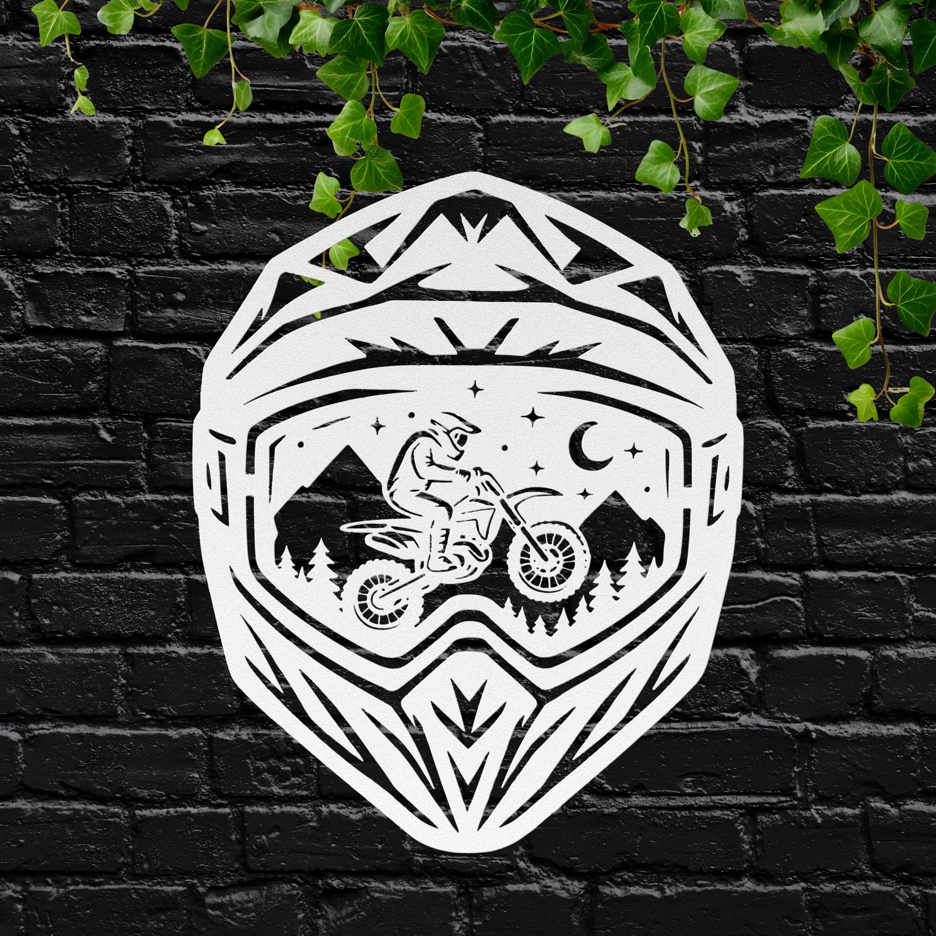 Dirt Bike Metal Wall Art, Motocross Helmet Sign, Garage Decor, Biker Gift for Men